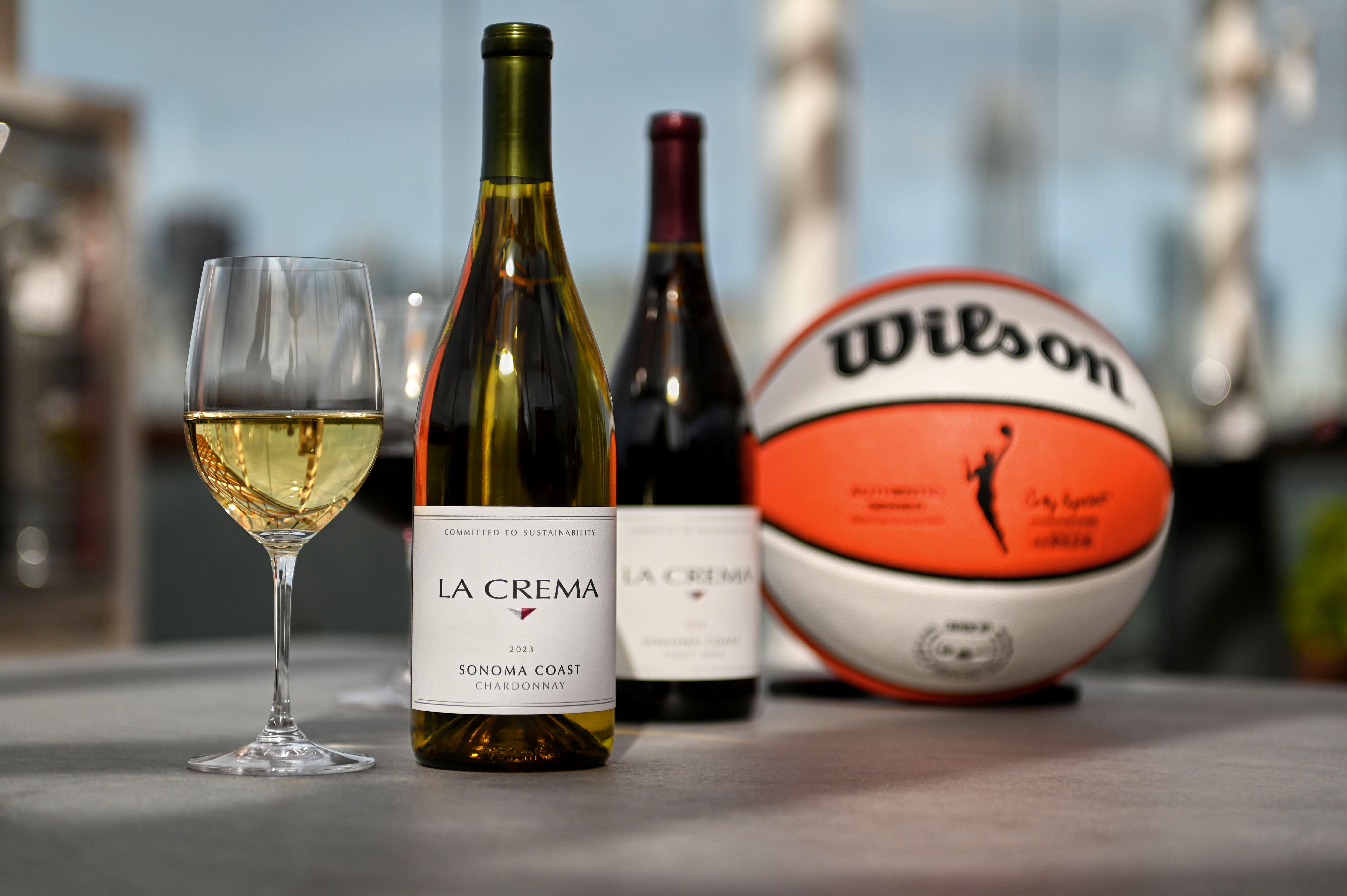 La Crema wine with a basketball